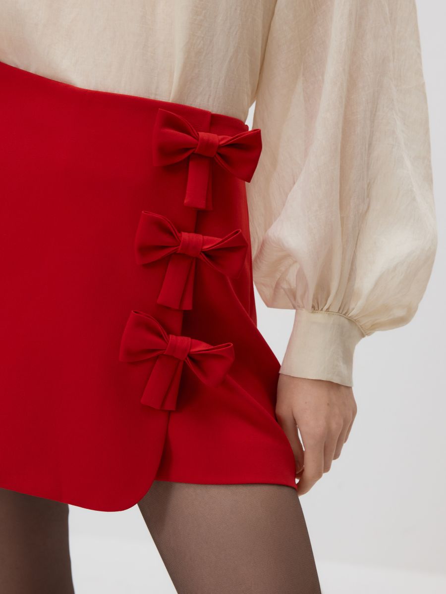 Jupe-short à nœuds Couleur rouge - RESERVED - 343GF-33X