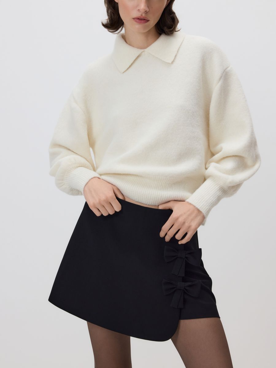 Skirt-shorts with bows - black - RESERVED