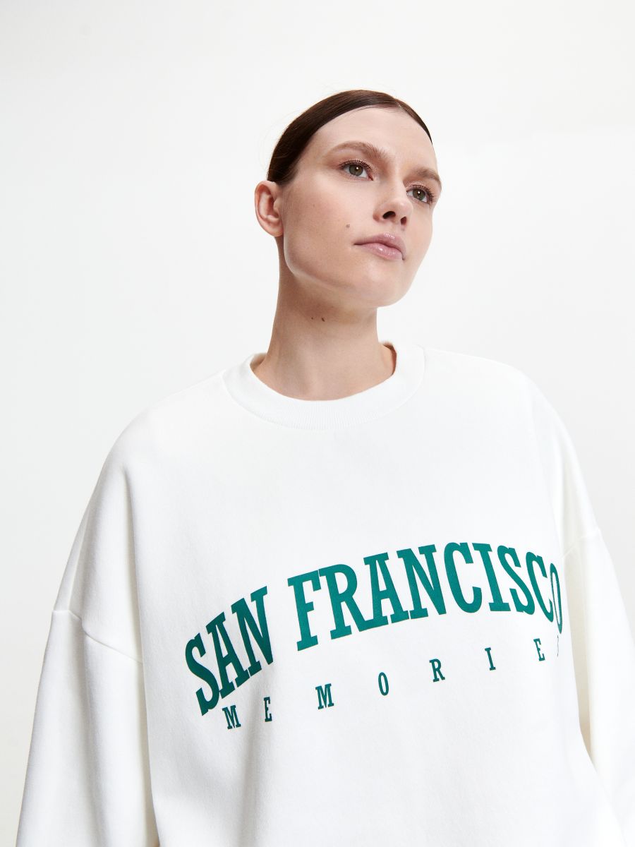Oversized sweatshirt with print - cream - RESERVED - 2