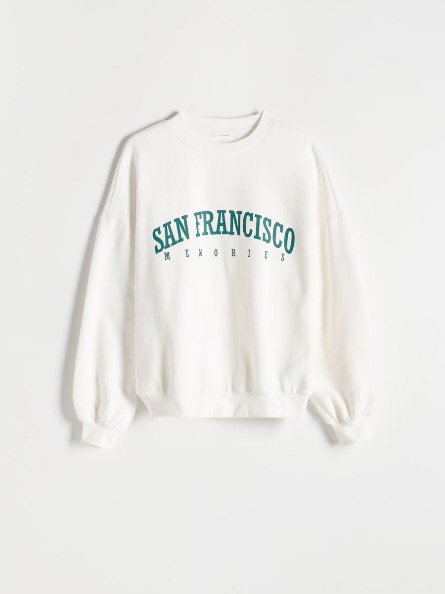 Oversized sweatshirt with print - cream - RESERVED - 4