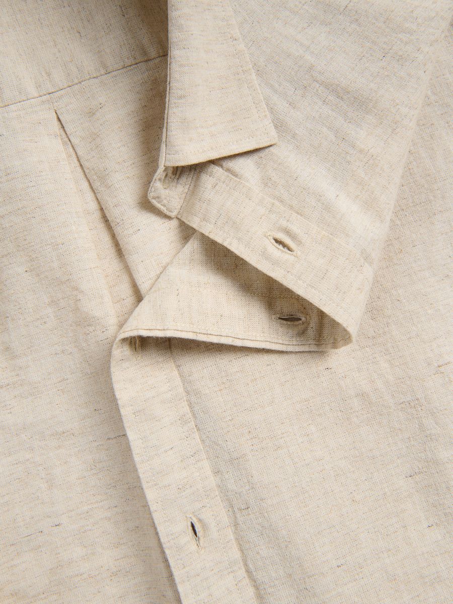Regular fit overhemd met hoog linnengehalte - beige - RESERVED - 4