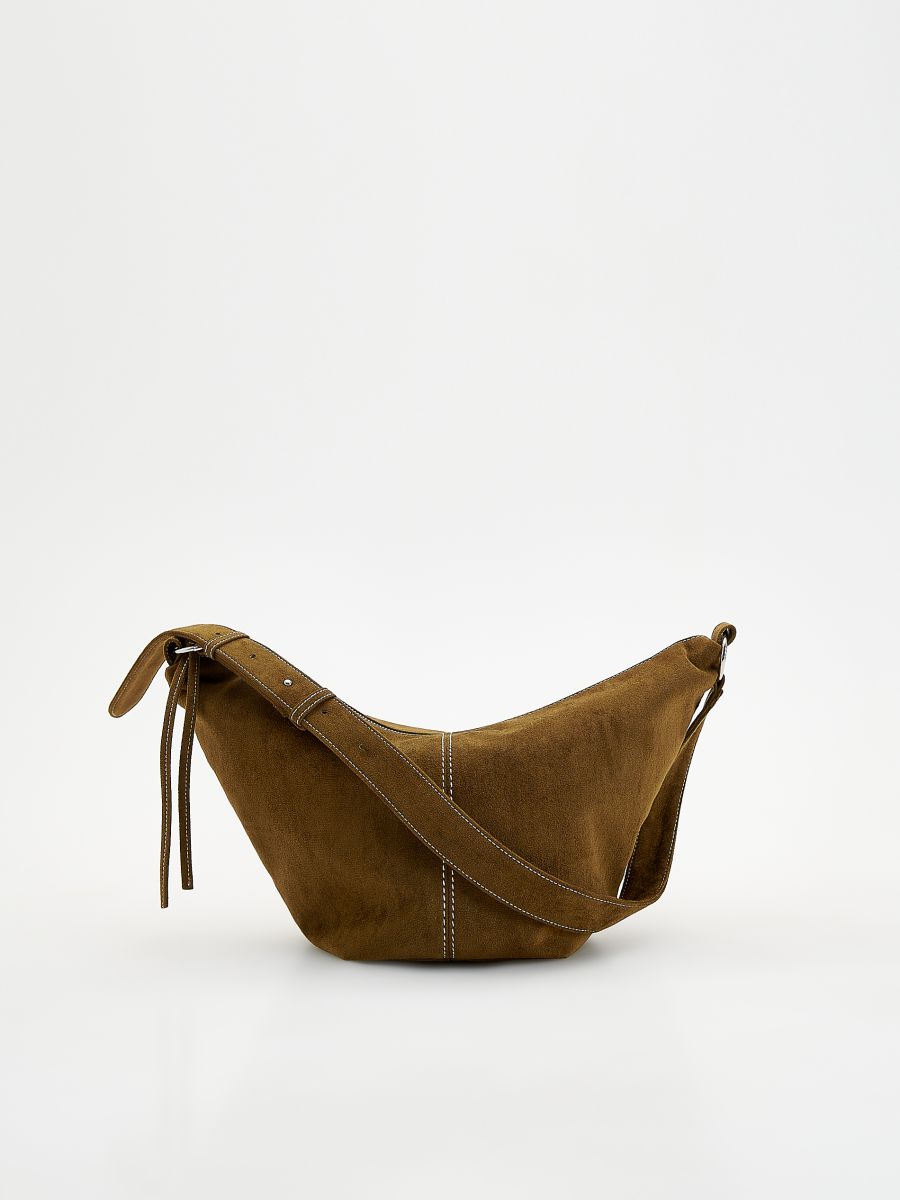 Torebka crossbody z imitacji zamszu Kolor zielony - RESERVED