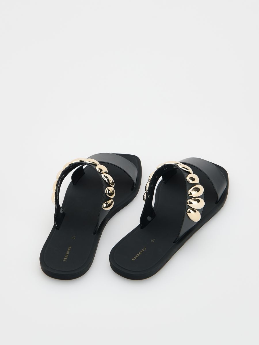 Sliders with decorative straps - black - RESERVED - 5