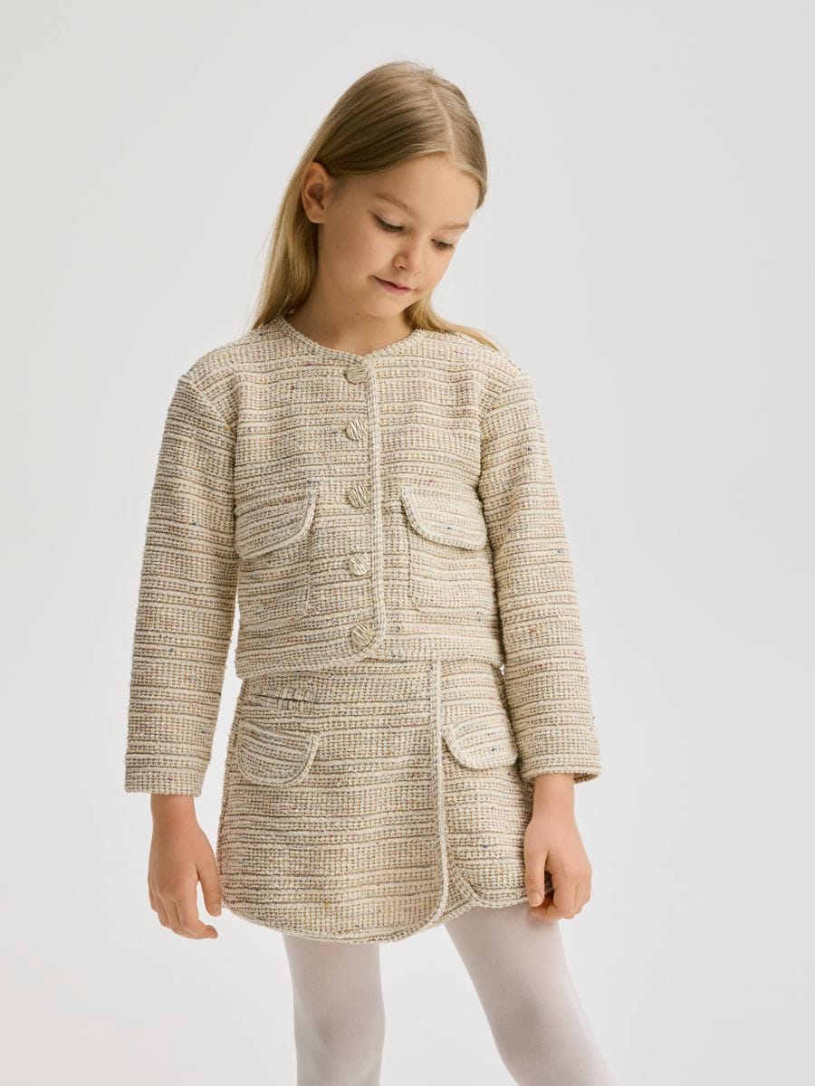 Tweed blazer with pockets - multicolor - RESERVED - 3