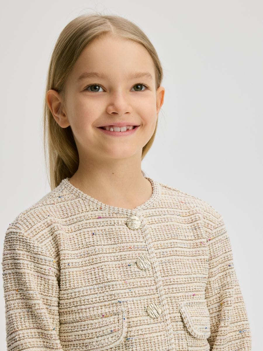 Tweed blazer with pockets - multicolor - RESERVED - 5