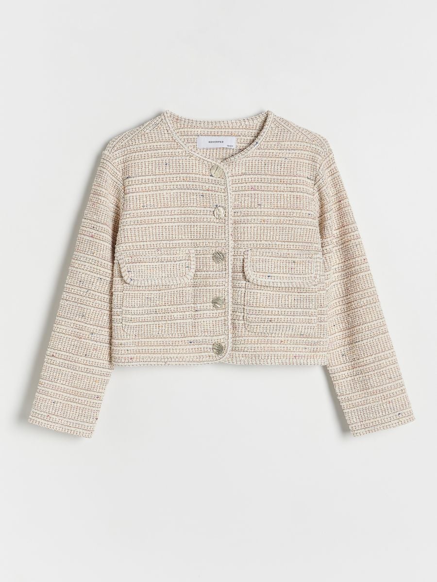 Tweed blazer with pockets - multicolor - RESERVED - 2