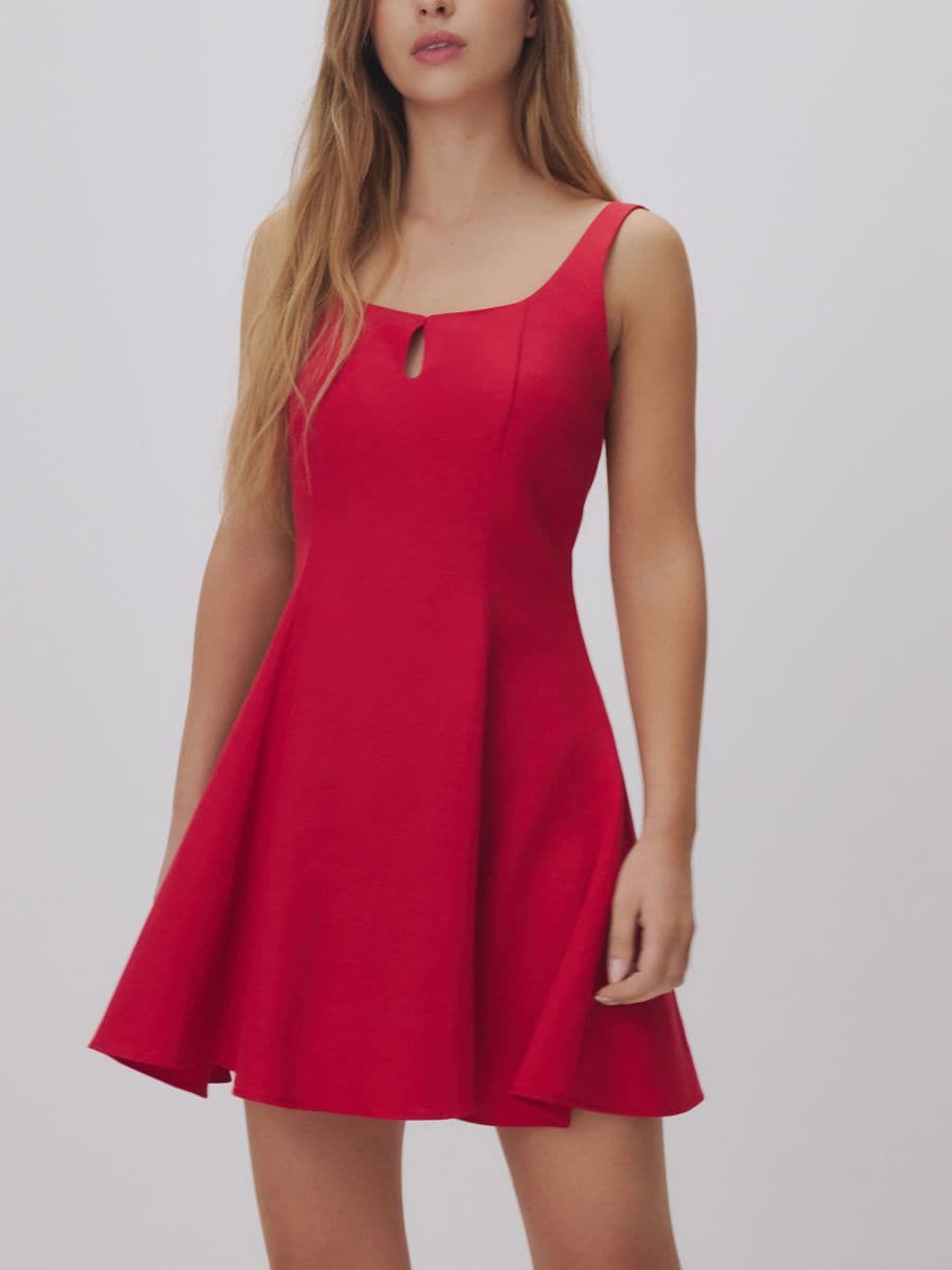 Viscose blend mini dress - red - RESERVED