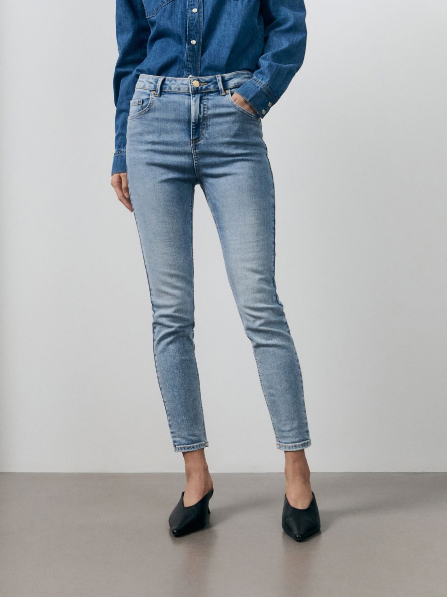 Jeansy slim mid rise - niebieski - RESERVED