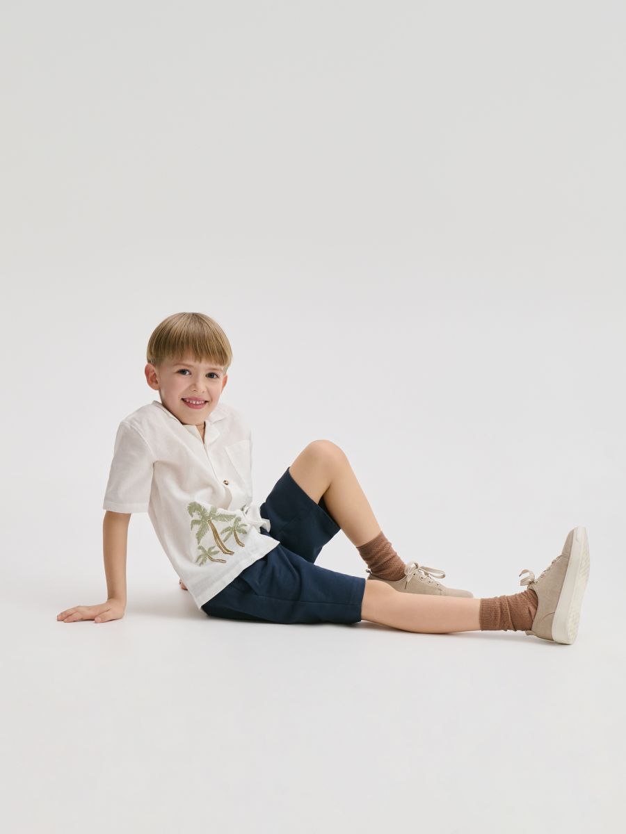 Pantaloncini in cotone - blu scuro - RESERVED - 4