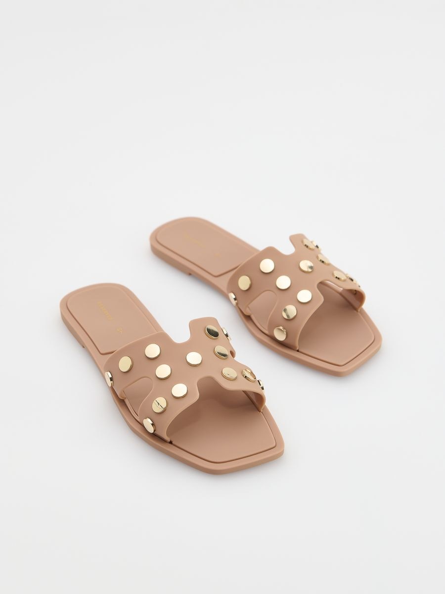 Studded slides - beige - RESERVED - 2