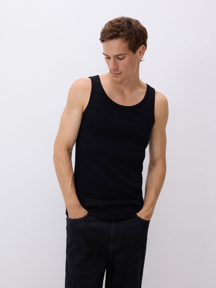 Cotton tank top - black - RESERVED