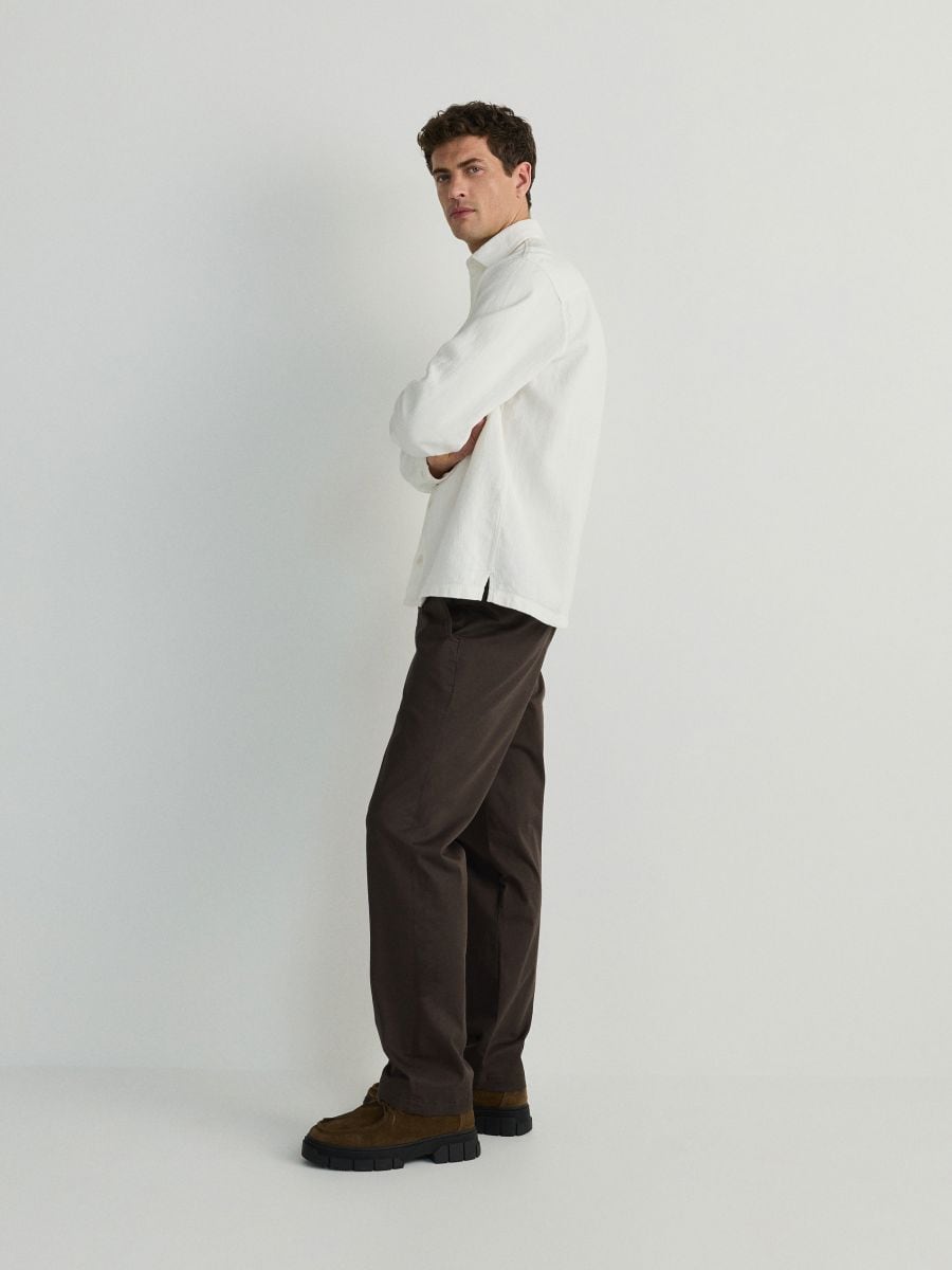 Regular fit chino pantalone - tamno braon - RESERVED