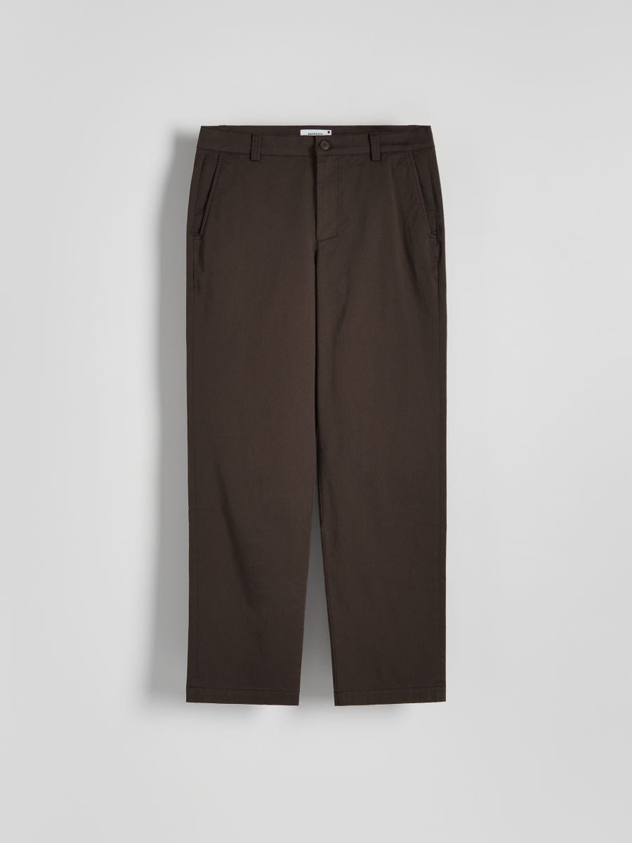 Regular fit chino trousers - dark brown - RESERVED - 4
