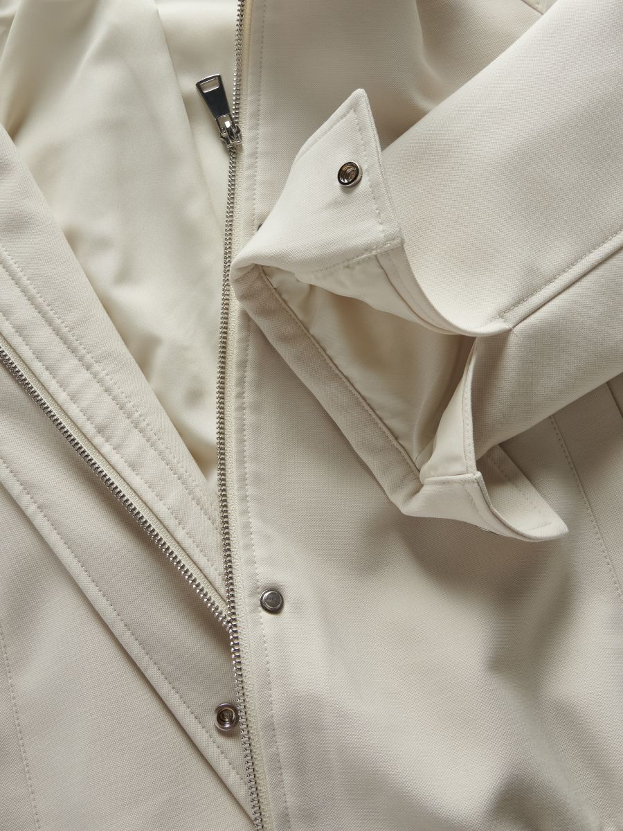 Jacket with contrasting collar - cream - RESERVED - 2