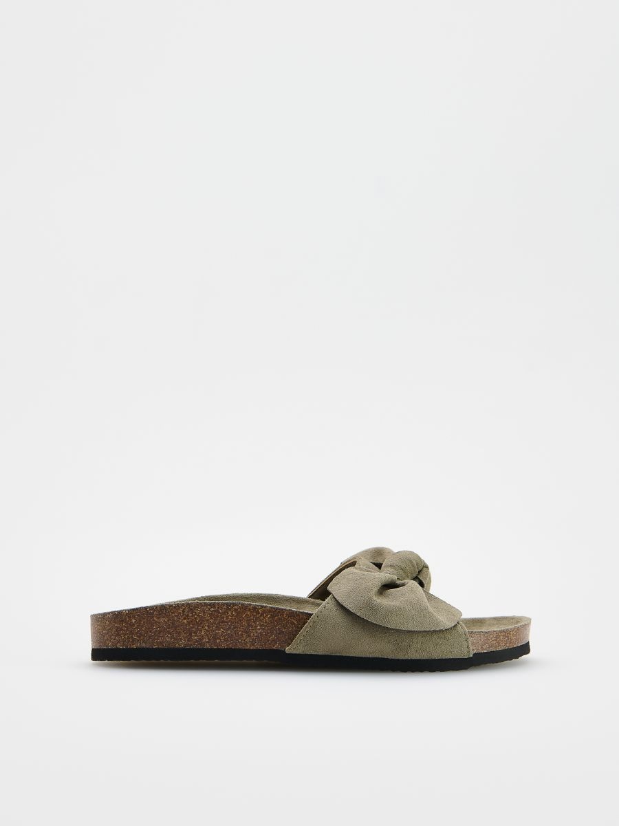 Slider sandals with bow detail - dusty green - RESERVED - 2