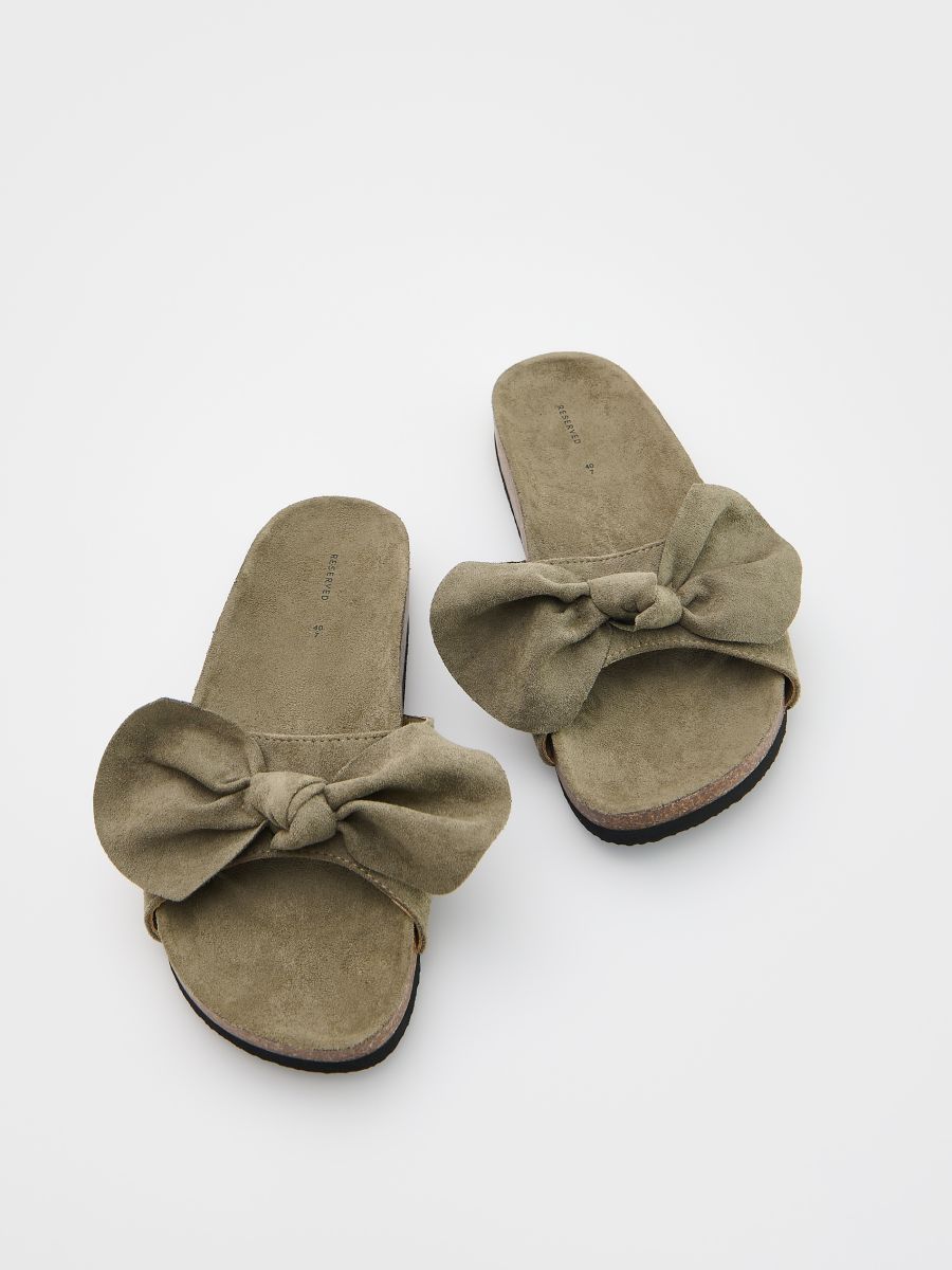Slider sandals with bow detail - dusty green - RESERVED - 3