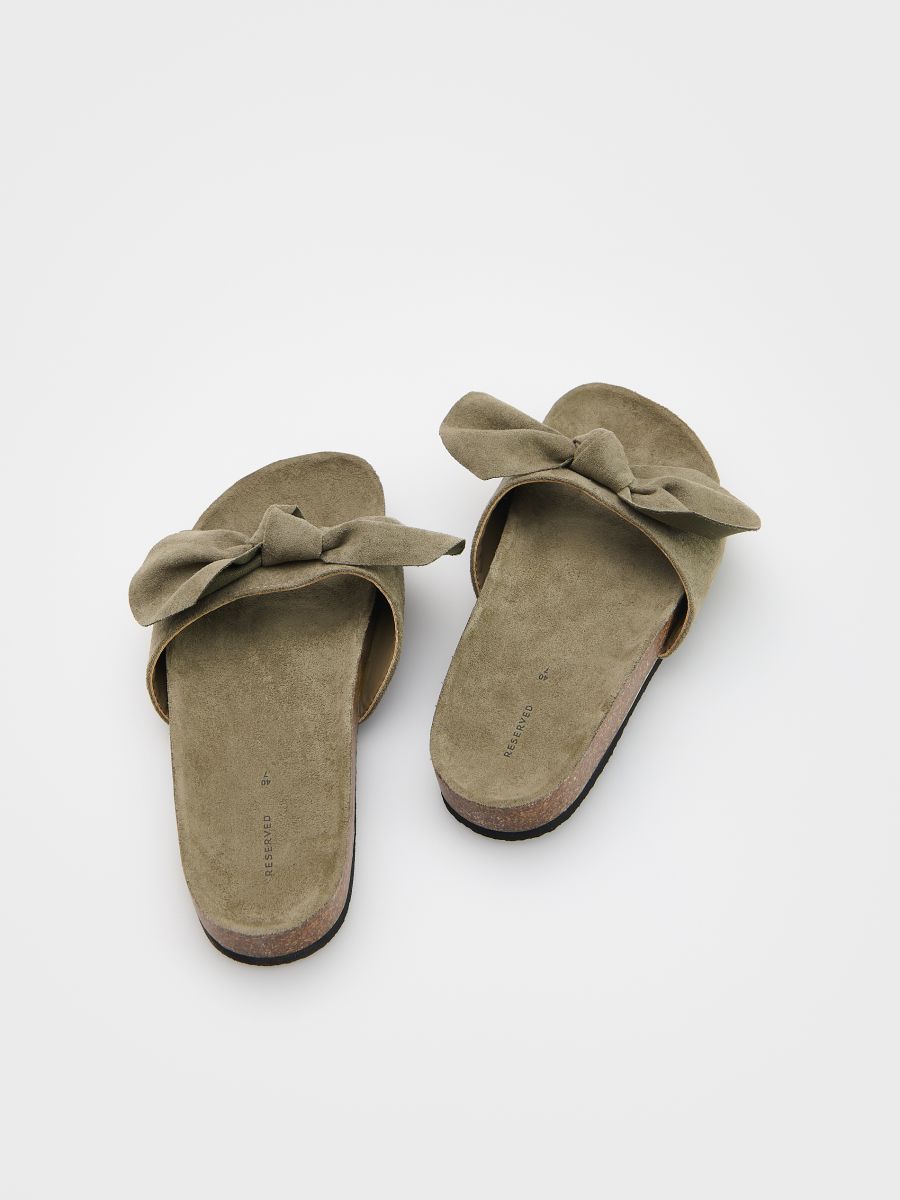 Slider sandals with bow detail - dusty green - RESERVED - 4