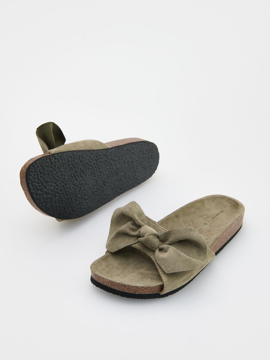 Slider sandals with bow detail - dusty green - RESERVED - 5
