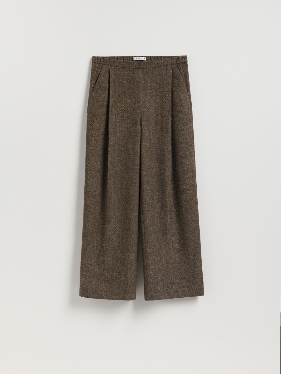 Plisirane pantalone širokih nogavica - braon - RESERVED