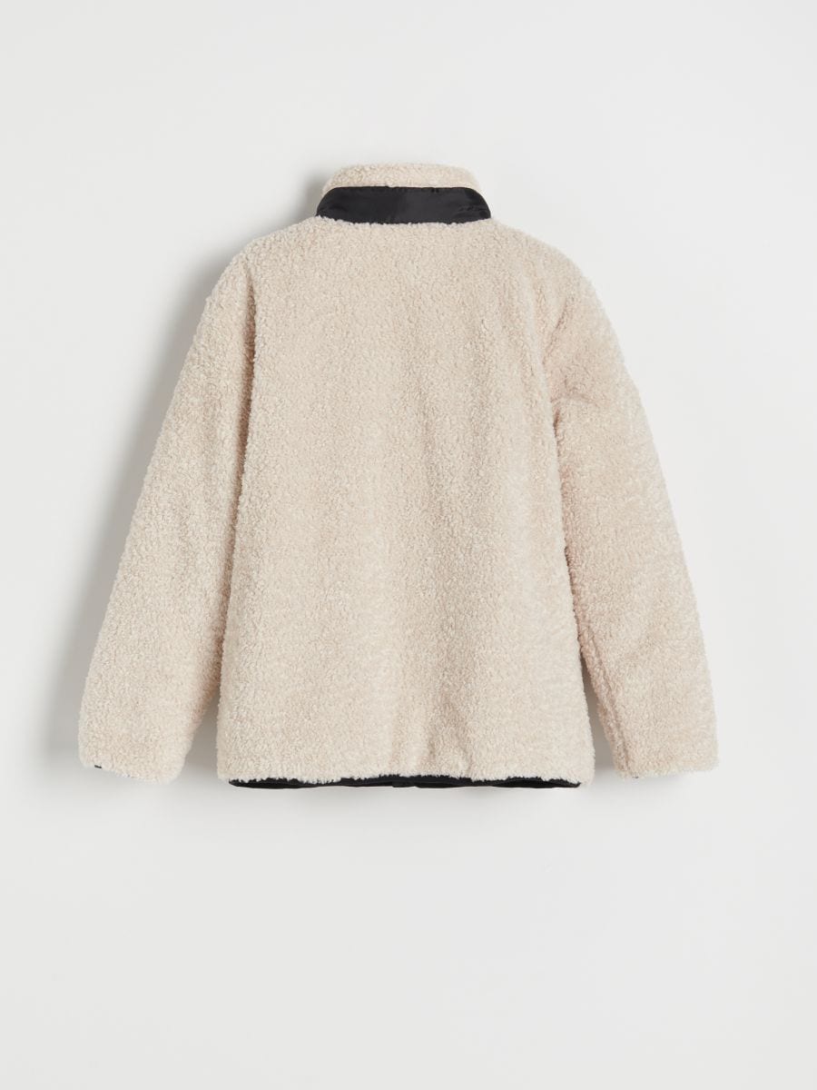 Sherpa jacket with stand up collar - cream - RESERVED - 2
