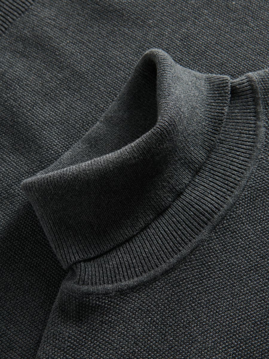Pull en coton à col roulé - gris foncé - RESERVED - 2