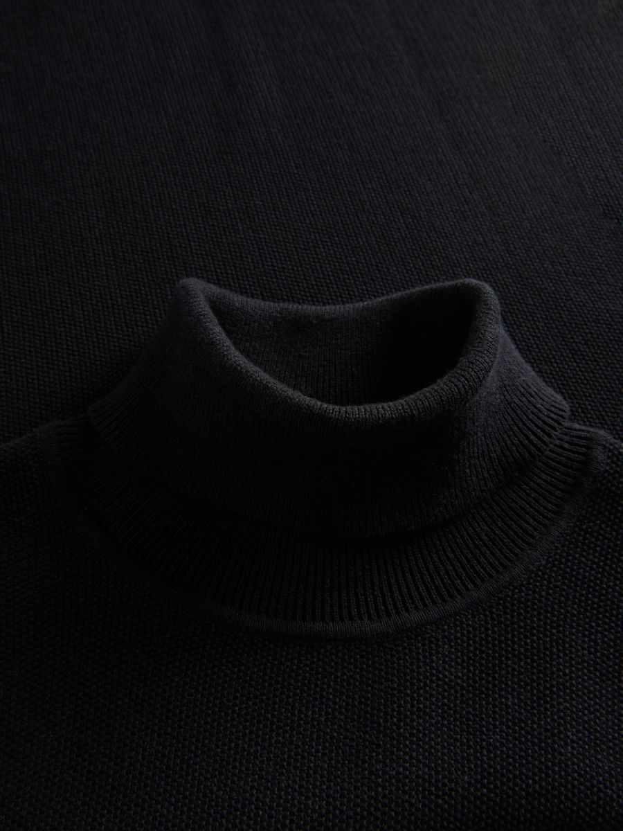 Jersey de algodón con cuello cisne - negro - RESERVED - 2