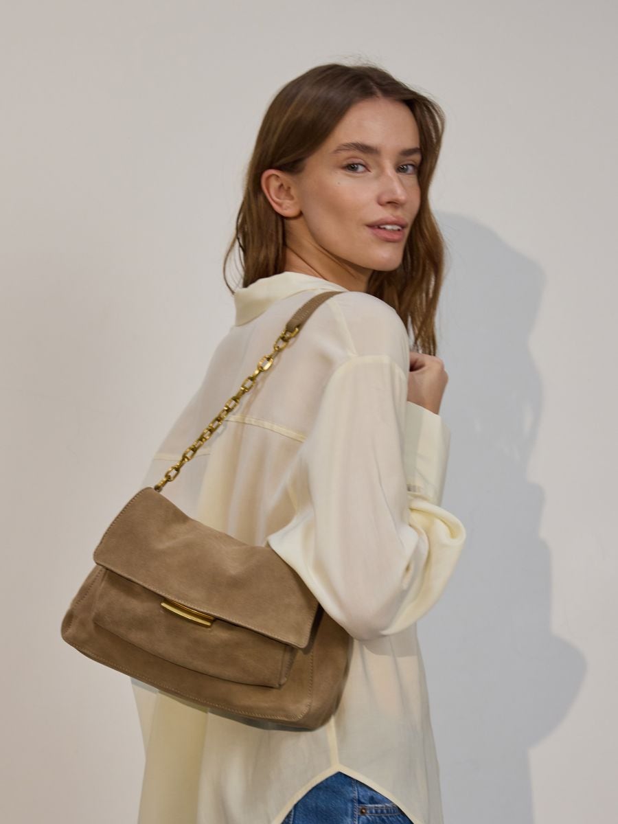 Suede shoulder bag - beige - RESERVED - 2