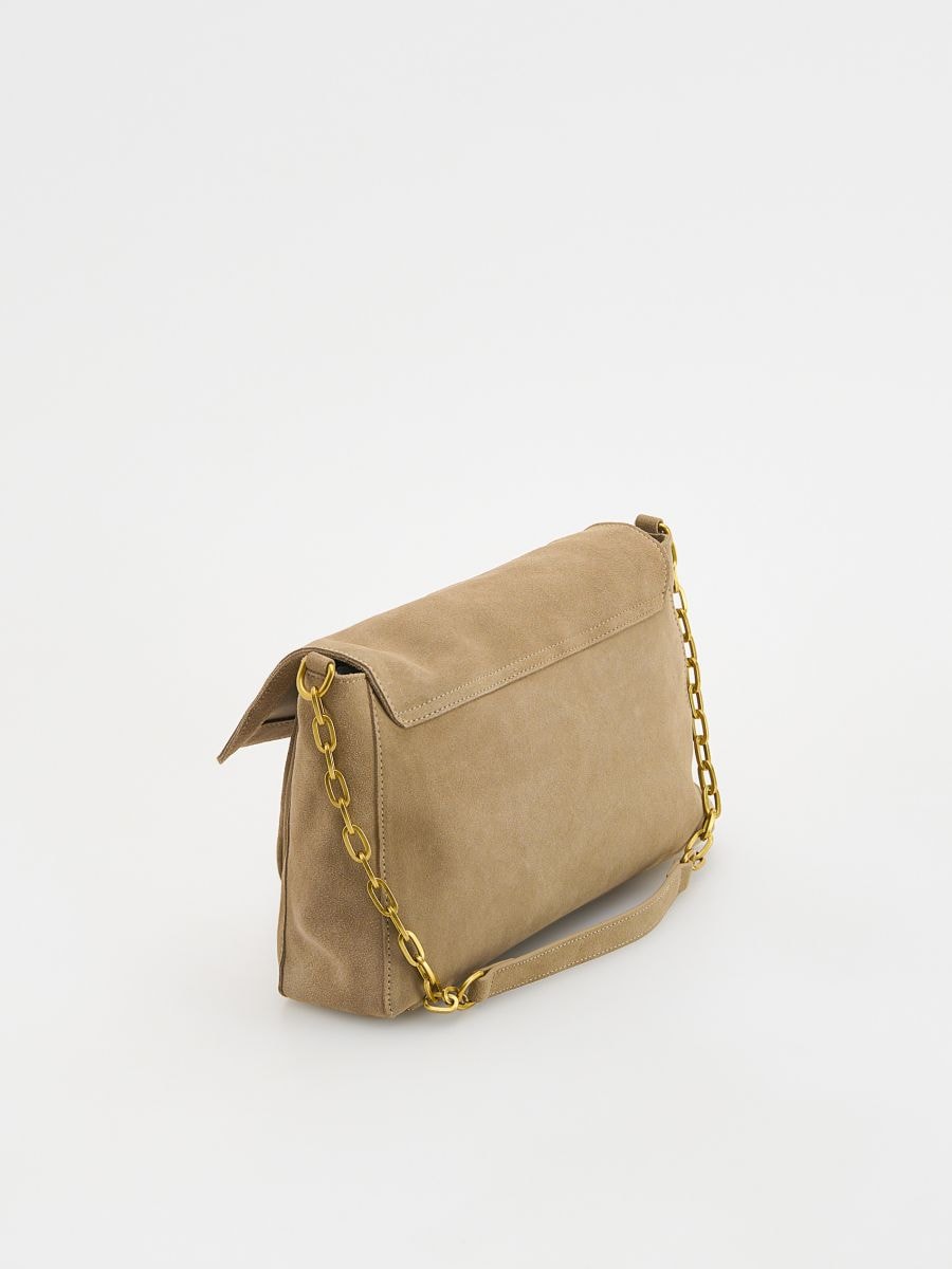 Suede shoulder bag - beige - RESERVED - 4