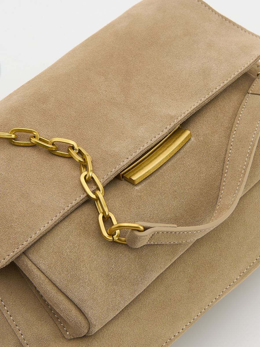 Suede shoulder bag - beige - RESERVED - 5
