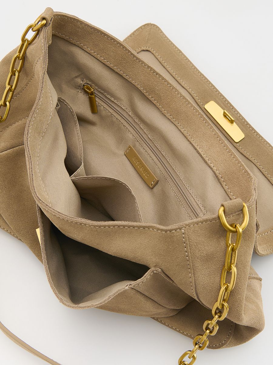Suede shoulder bag - beige - RESERVED - 6