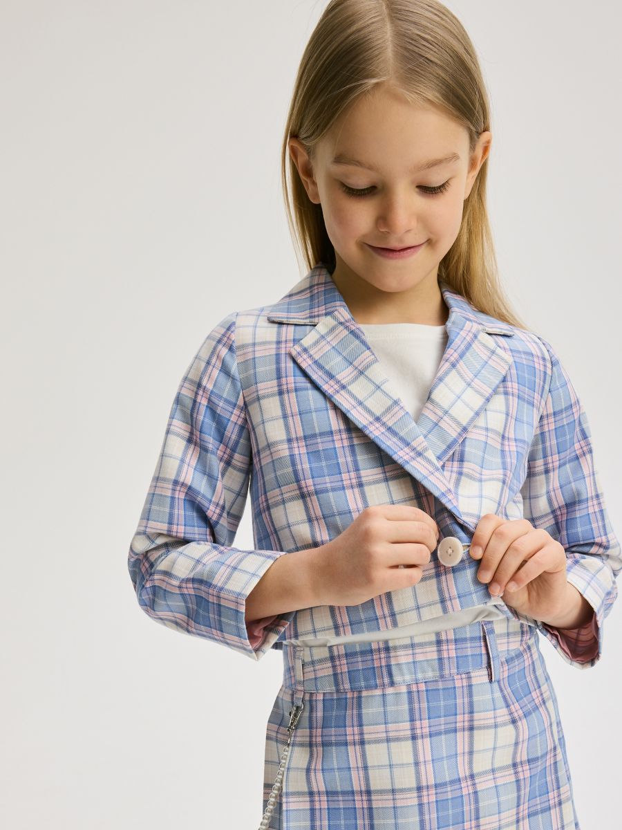 Cropped check blazer - multicolor - RESERVED - 2