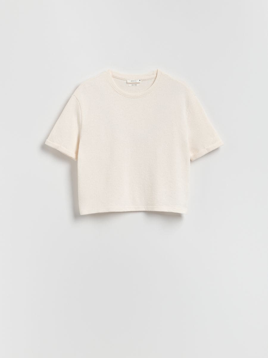 LADIES` T-SHIRT - krémová - RESERVED