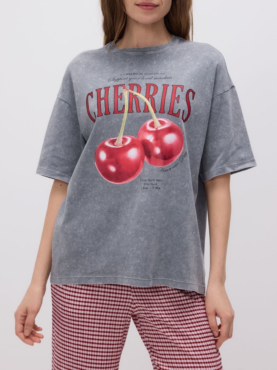 T-shirt with print - light grey - RESERVED - 2