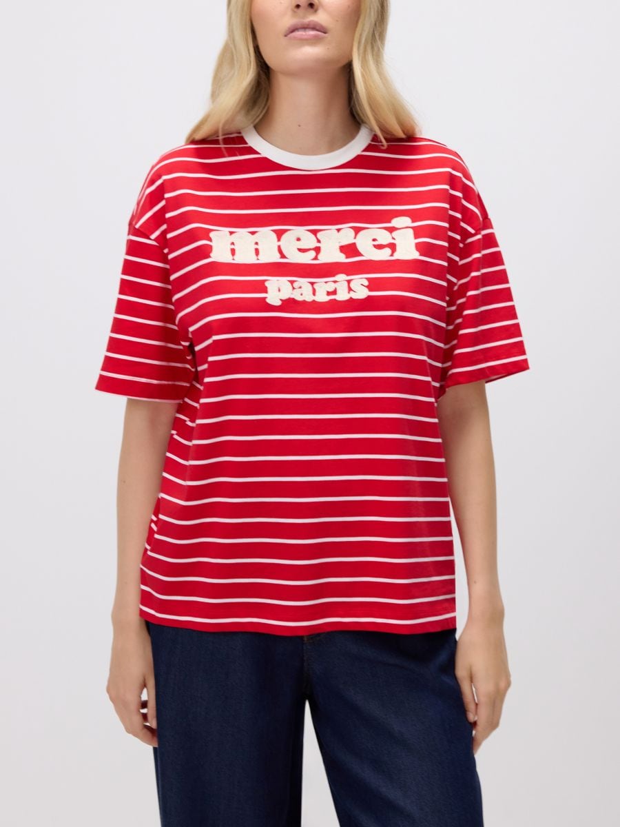 T-shirt oversize w paski Kolor wielobarwny - RESERVED