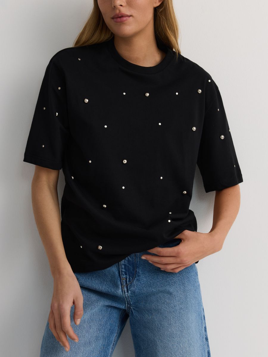 Oversized t-shirt with studs - black - RESERVED - 3