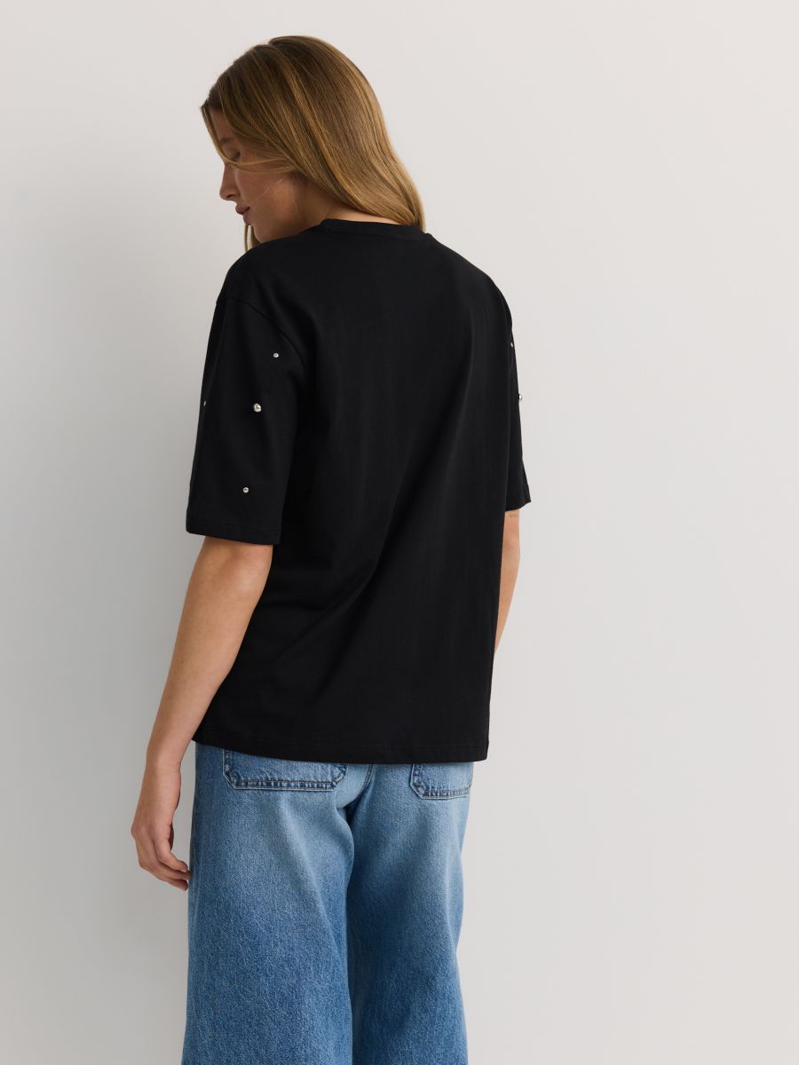Oversized t-shirt with studs - black - RESERVED - 4