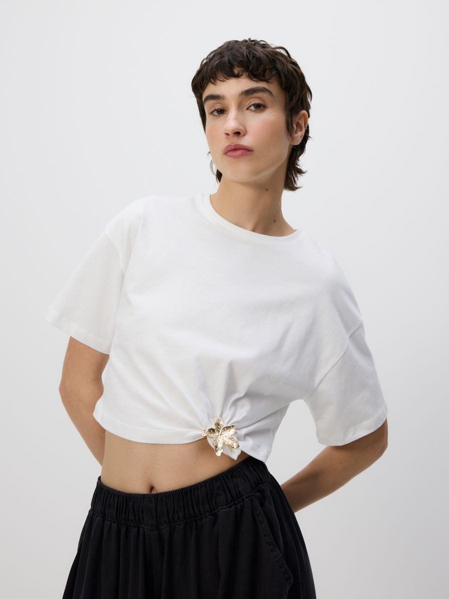 T-shirt com detalhe decorativo - white - RESERVED