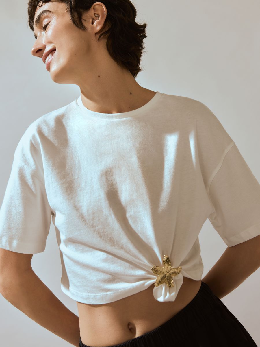 T-shirt com detalhe decorativo - white - RESERVED