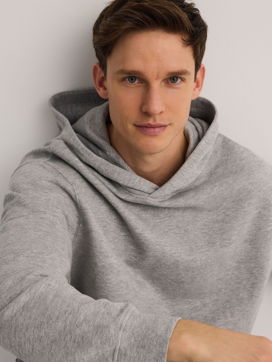Felpa con cappuccio in cotone - grigio chiaro - RESERVED - 7