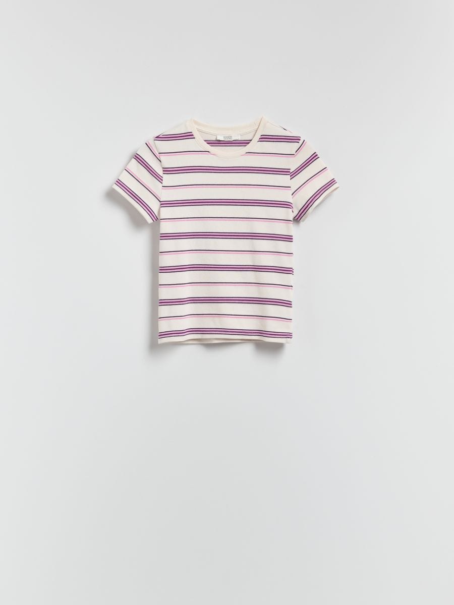 T-shirt w paski - ciemnofioletowy - RESERVED