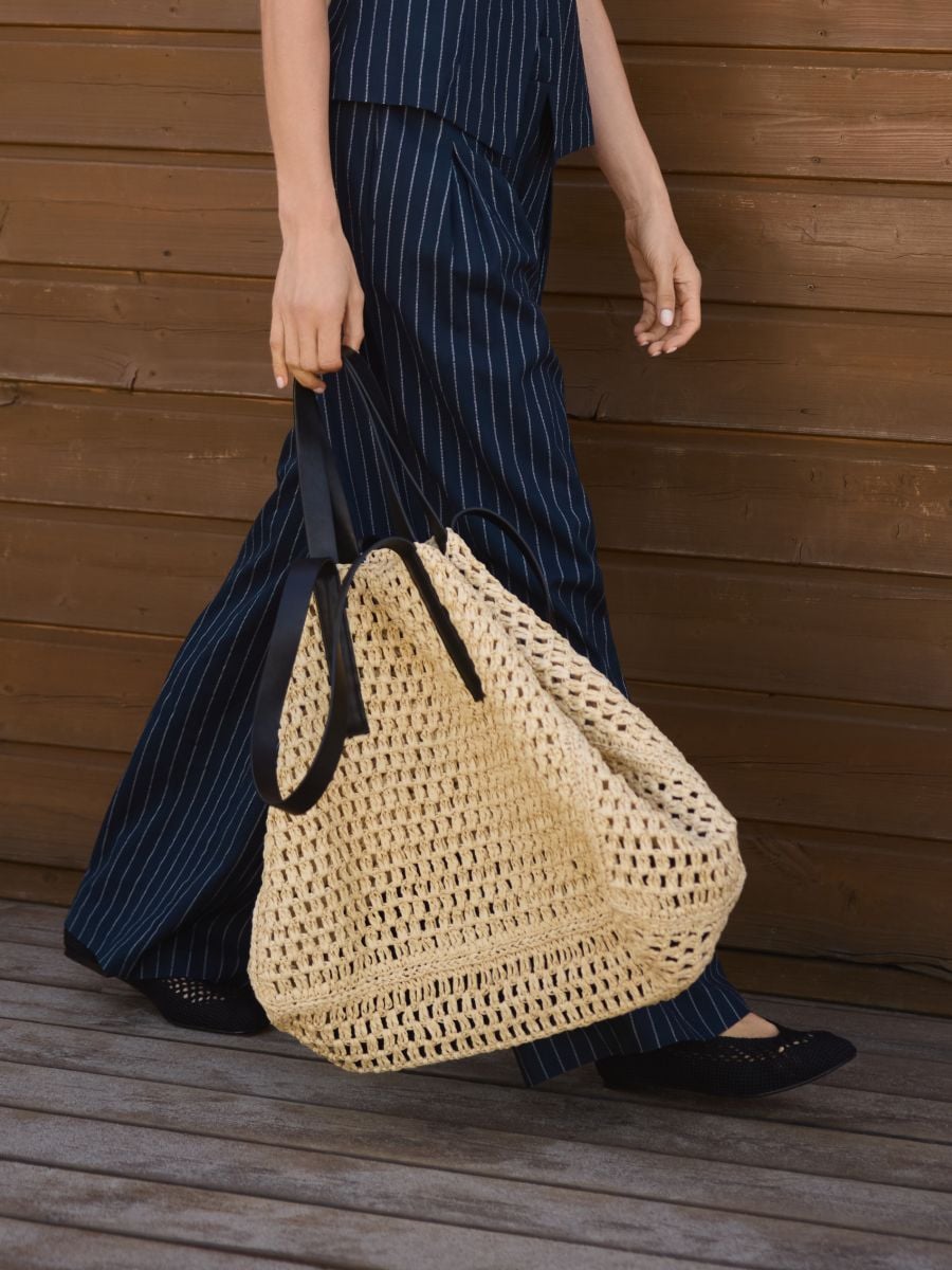 Pletená kabelka shopper - krémová - RESERVED