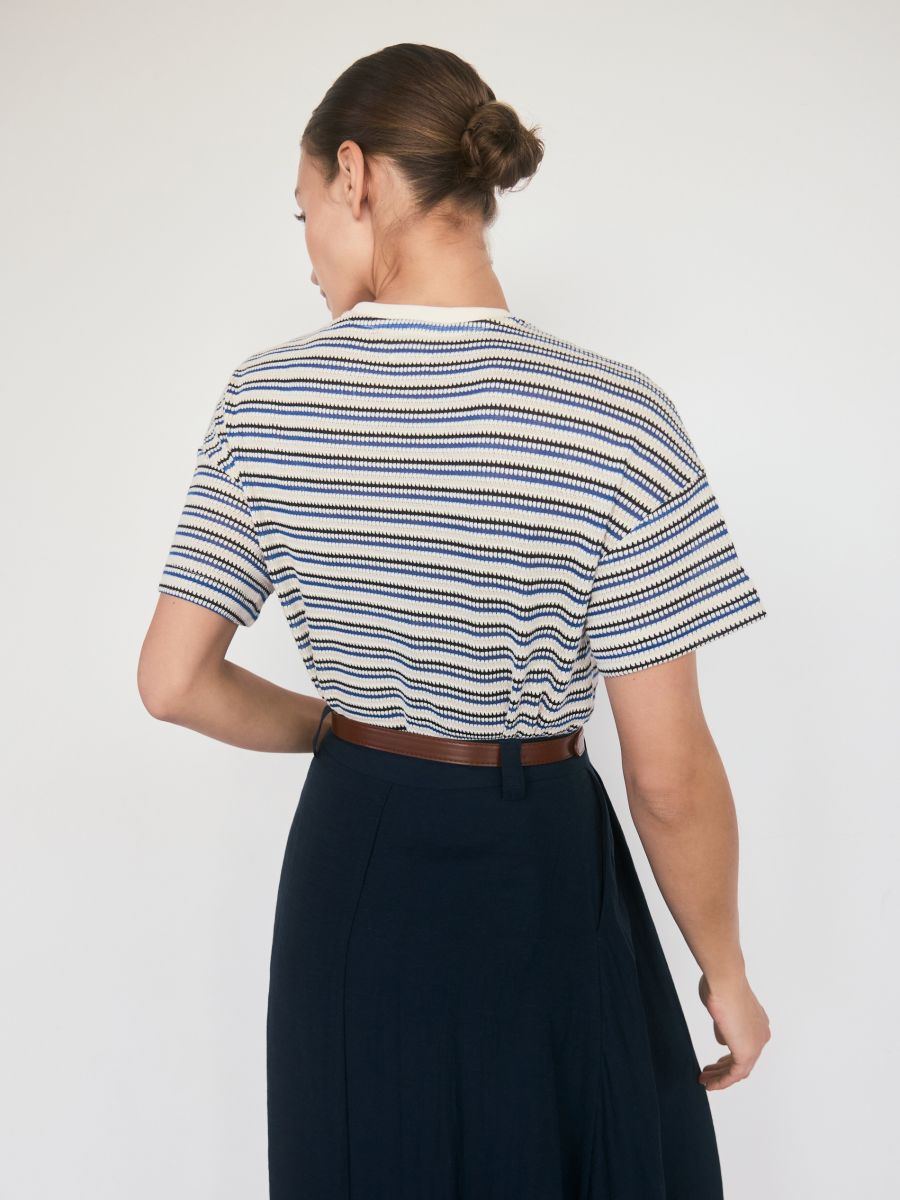 T-shirt structuré en coton - Multicolore - RESERVED - 3