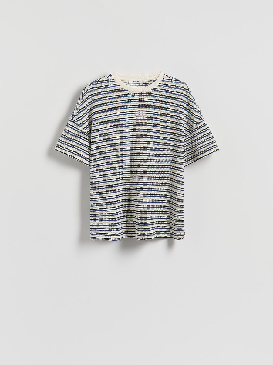 T-shirt structuré en coton - Multicolore - RESERVED - 4