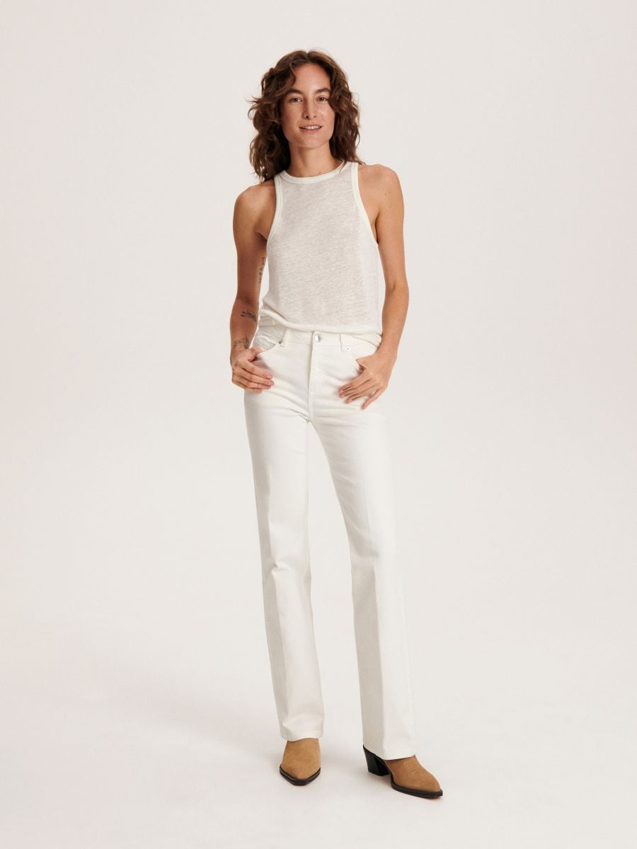 Mid rise jeans - cream - RESERVED