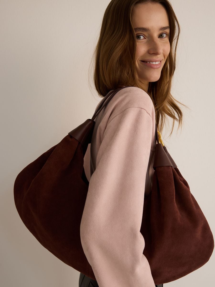 Veste avec col en daim - brun foncé - RESERVED - 5