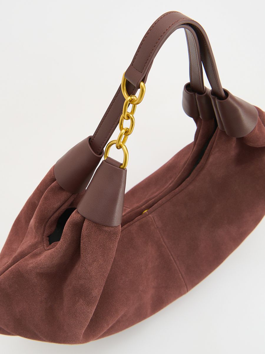 Veste avec col en daim - brun foncé - RESERVED - 3