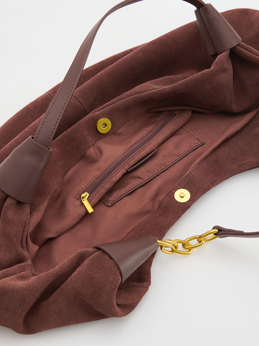 Veste avec col en daim - brun foncé - RESERVED - 4