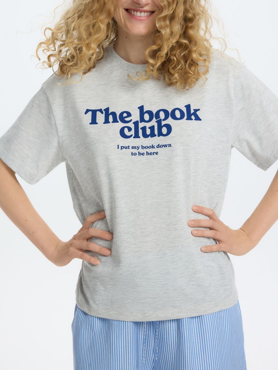 Oversize-T-Shirt mit Druck - hellgrau - RESERVED