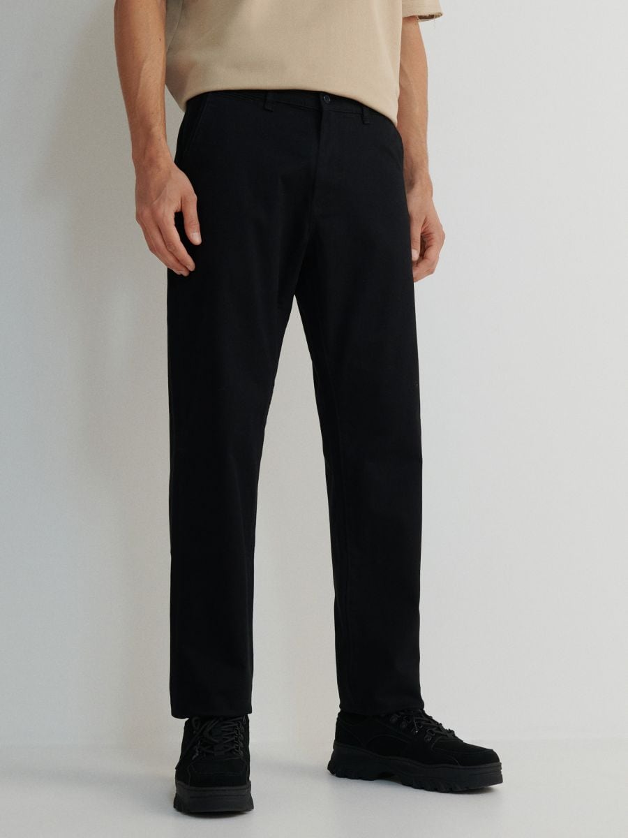 Regular fit chino pantalone - crno - RESERVED - 3
