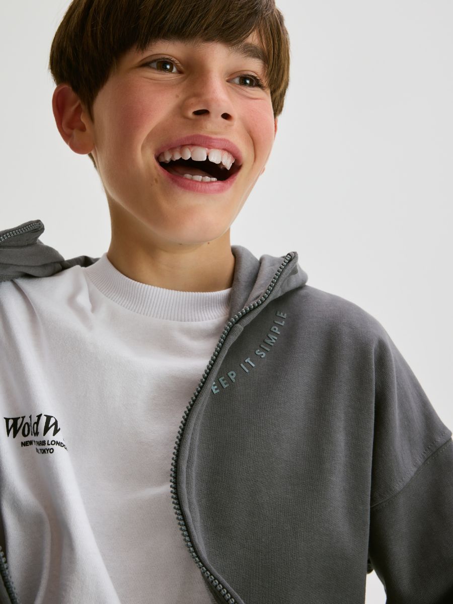 Felpa con cappuccio in cotone - grigio scuro - RESERVED - 5